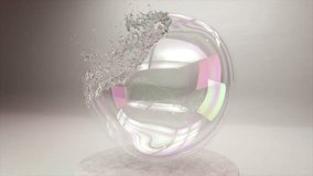 Shimmering soap bubble burst in 3D animation, a dance of iridescent fragments. Slow Motion - Powered by Shutterstock - Get 15% off with code: PIKWIZARD15