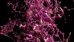 Abstract liquid splash in 3D animation, featuring iridescent hues and dynamic fluid motion against a dark backdrop. - Powered by Shutterstock - Get 15% off with code: PIKWIZARD15