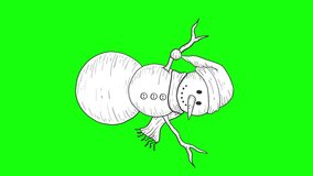 Animated hand drawn snowman rotating and isolated on vertical  green screen Holiday Christmas and new Year Concept motion gif design element Snow man animation for Christmas and New Year Designs. - Powered by Shutterstock - Get 15% off with code: PIKWIZARD15