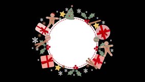 Merry Christmas and Happy New Year Decorative Greeting Card. Celebration Banner Template Isolated on Black  Xmas Decorations Set. Winter Background with snowflakes motion. Creative card design. - Powered by Shutterstock - Get 15% off with code: PIKWIZARD15