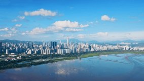 Aerial video of Shenzhen cityscape