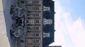 Chateau. French castle. Royal French Renaissance Castle. Vertical, vertical video background.
