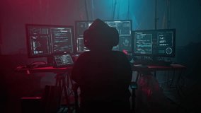 Professional woman hacker codes program to improve security of hidden corporation. Dangerous work and proficiency in digital technologies slow motion - Powered by Shutterstock - Get 15% off with code: PIKWIZARD15