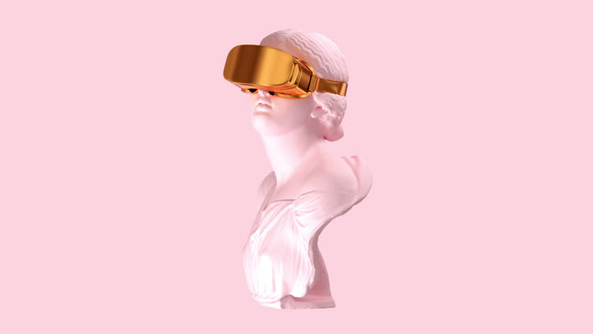 3D glitch of the head of a young woman with VR glasses. NFT concept. 3D animation. 4K. Ultra high definition. 3840x2160. Royalty-Free Stock Footage #3392230397