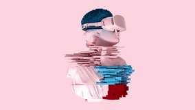 3D glitch of the head of a young woman with VR glasses. NFT concept. 3D animation. 4K. Ultra high definition. 3840x2160. - Powered by Shutterstock - Get 15% off with code: PIKWIZARD15