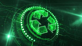 Vertical video: Recycling ecology and eco friendly symbol digital concept. Network, cyber technology and computer background abstract 3d seamless and loopable. - Powered by Shutterstock - Get 15% off with code: PIKWIZARD15