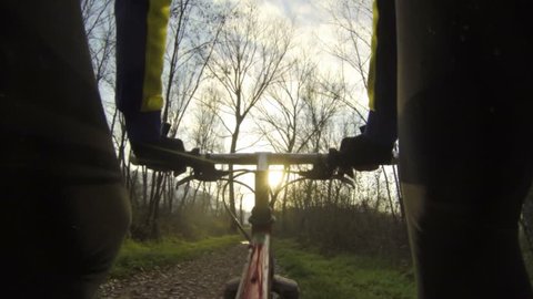 Riding Mountain Bike, Personal Point of View Stock Video