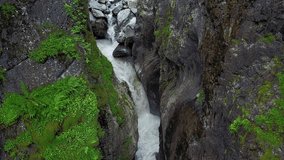 River in the mountain canyon. Beautiful natural landscape video in the summer time
