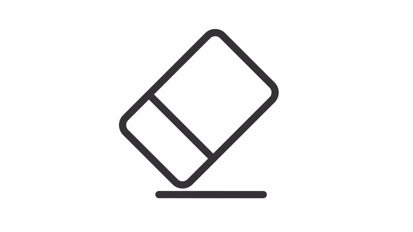 2D black simple thin line animation of eraser, HD video with transparent background, seamless loop 4K video representing UI icons.