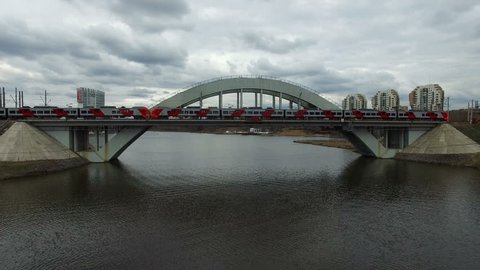 Riding across Bridge over River Train
