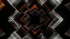 Orange and White Futuristic Dark Neon Tunnel Background VJ Loop in 4K