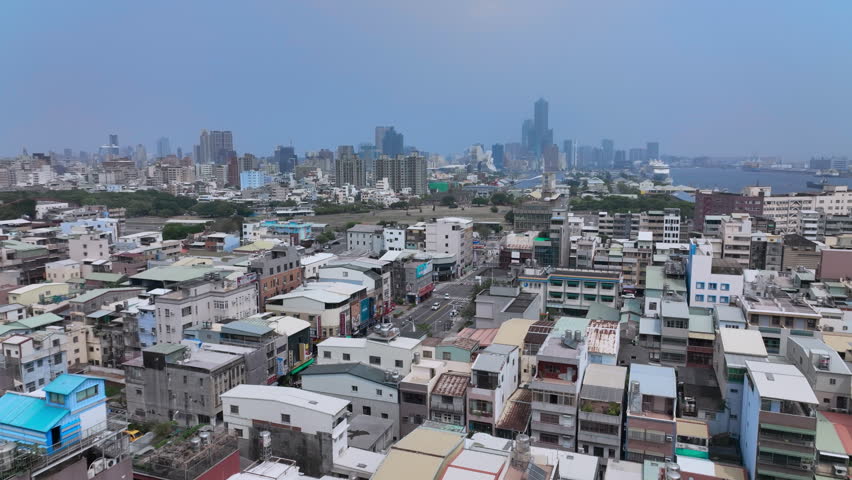 Roofs Of Residential Buildings In Kaohsiung, Taiwan, Aerial View