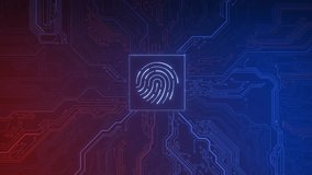 Digital biometric. Security and identify by fingerprint concept. Scanning system of the finger print. 3d rendering of abstract technology circuit board background. Cybersecurity innovation concept - Powered by Shutterstock - Get 15% off with code: PIKWIZARD15