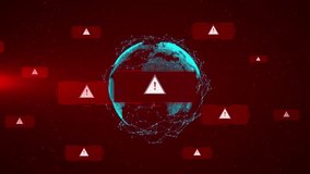 4K 3D System hacked alert cyber attack on computer network. Cybersecurity vulnerability, data breach, internet cyber security data fraud, Malicious software, viruses cybercrime. 3D Illustration - Powered by Shutterstock - Get 15% off with code: PIKWIZARD15