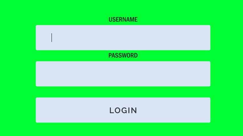 Typing username and password into login box on Green screen. login empty form entering username and password securely login to website. Passcode enter for Access into administration System network. Royalty-Free Stock Footage #3392846699