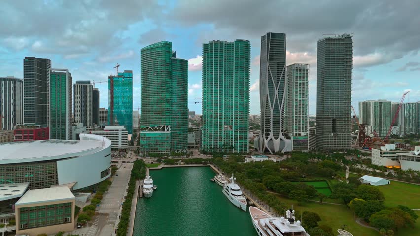 MIAMI DOWN TOWN 4K AERIAL FOOTAGE