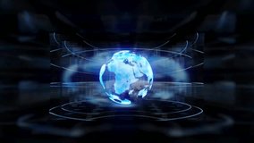 World Globe Hologram Background Digital Rendering