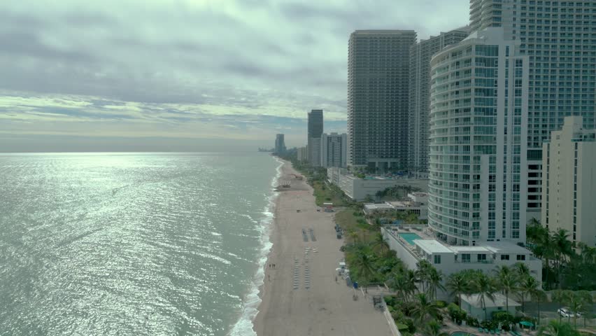 HALLANDALE BEACH IN FLORIDA, USA. 4K AERIAL FOOTAGE