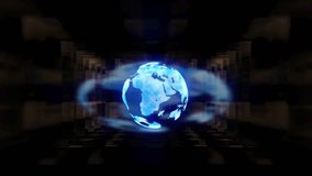 World Globe Hologram Background Digital Rendering