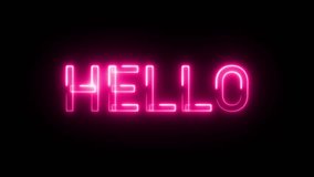 neon glow shimmering hello word for greeting, Hello speech bubble text, neon glow flickering loop background,
Glowing neon line Hola icon isolated on black background. hello text in pink neon - Powered by Shutterstock - Get 15% off with code: PIKWIZARD15