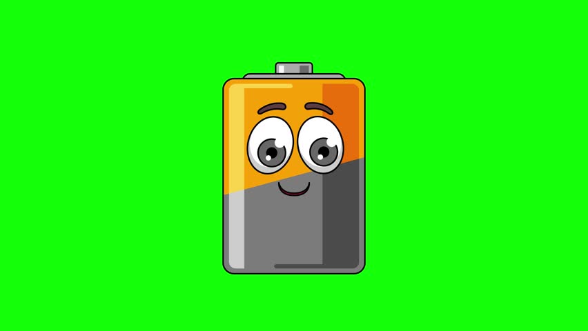 battery cartoon with a smiling face with heart eyes, emoji emoticon animation Royalty-Free Stock Footage #3393028249