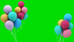 Colorful balloons on a green screen for decorations, festivals, celebrations or New Year's events. The balloon slowly floated up and down and rotated. 3d rendering animation 4k - Powered by Shutterstock - Get 15% off with code: PIKWIZARD15