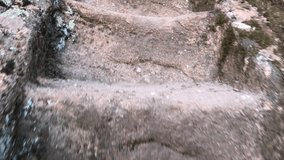 Climbing up the stone stairs POV 4K 2160p 30fps UltraHD footage  - Ancient stairways in the rocks 3840X2160 UHD video