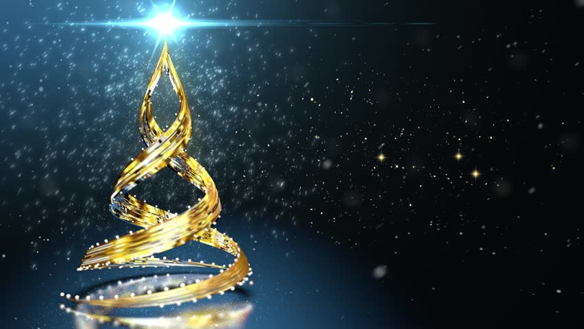 Glowing Christmas animation with light and particles. Christmas gold tree with falling Glittering. Christmas animation made of gold animated particles. space for text. elegant Christmas mood. Winter - Powered by Shutterstock - Get 15% off with code: PIKWIZARD15