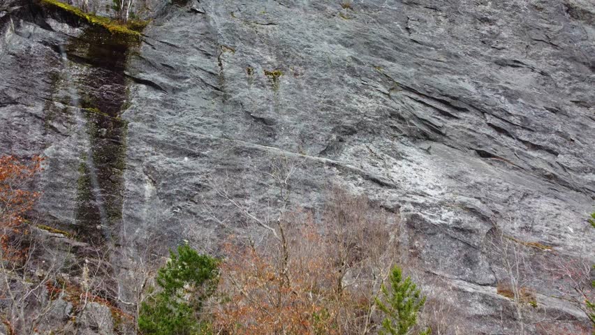 Reveals Steep Rockface Wall In Mount Washington, New Hampshire, USA. Tracking Shot