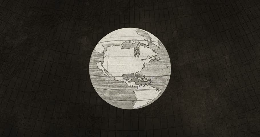 a vintage globe rotating on its axis with a background of vintage lines of longitude and latitude | 4k animation Royalty-Free Stock Footage #3393194789