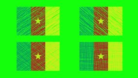 Cameroon Flag Scribble Animation on Green Screen Background. Looping seamless animation. Set of variations motion graphic - Powered by Shutterstock - Get 15% off with code: PIKWIZARD15