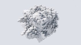 White cube with block shapes. Black background. Abstract animation, 3d render. - Powered by Shutterstock - Get 15% off with code: PIKWIZARD15