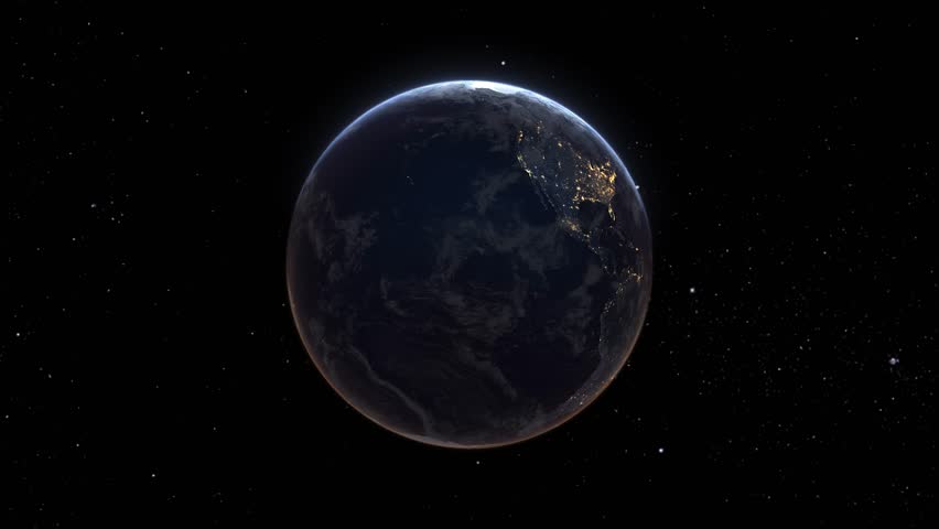 Realistic Earth Night Orbit and Zoom Glowing Borders China