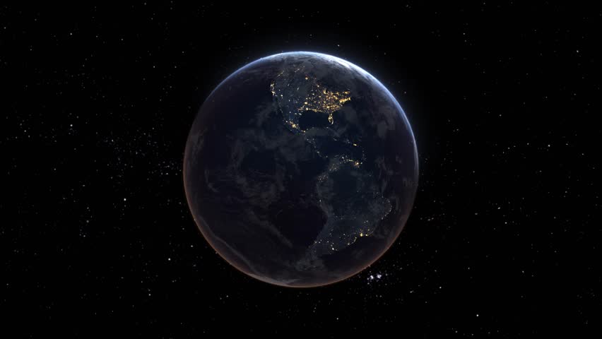 Realistic Earth Night Orbit and Zoom Glowing Borders Malaysia Royalty-Free Stock Footage #3393355049