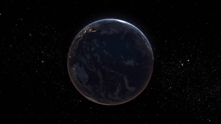 Realistic Earth Night Orbit and Zoom Glowing Borders Oman Royalty-Free Stock Footage #3393355239