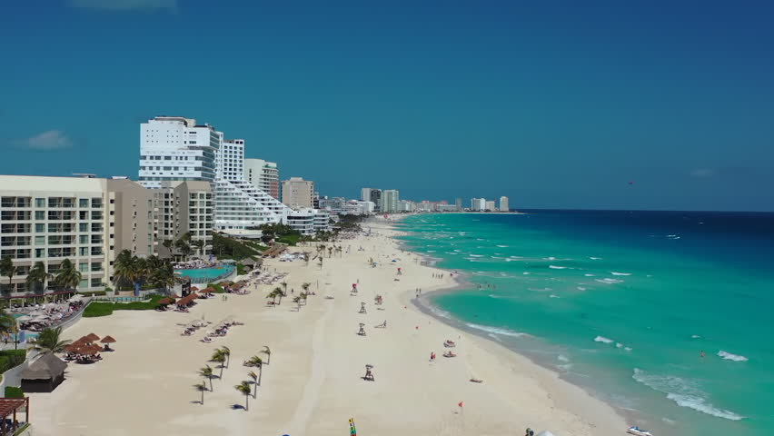 Cancun, Mexico. A hotel zone aerial view