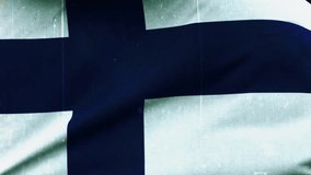 finland flag waving closeup. Highly Detail 3D Rendered video footage for national or government celebration, patriotism and social media content.