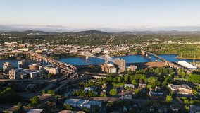 Establishing Aerial View Shot of Portland OR, Oregon, USA