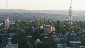 Establishing Aerial View Shot of Seattle WA, Washington USA, wonderful day, sunny