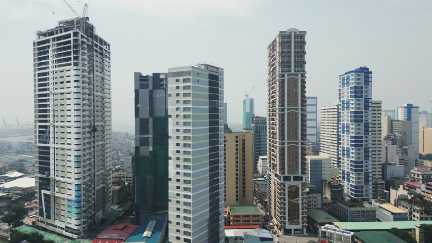 Aerial footage of the Binondo  district of Manila, Philippines 