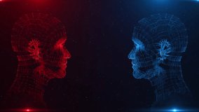 Man 3D virtual personality Facial Recognition System concept. Face Recognition 3D scanning interface. virtual human, virtual character, Digital clone Portrait. cyber security hologram. 3D Illustration - Powered by Shutterstock - Get 15% off with code: PIKWIZARD15