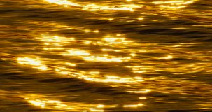 Professional video 4K DCI 4096x2160p. Slow motion video Water wave texture at sunset reflection Golden texture wave background beautiful water wave background High quality footage ProRes422