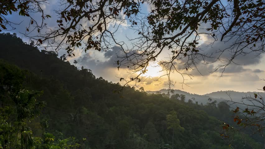 A view around of mountain at sunset time