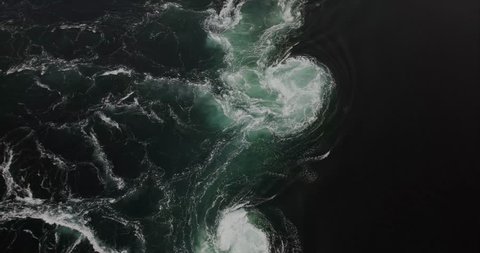 Saltstraumen sea whirlpools natural phenomenon in Norway view from above