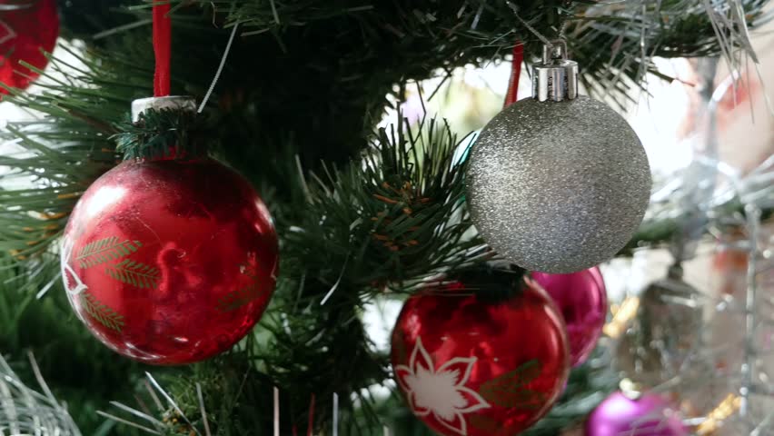 eautiful christmas tree with decorations and many gift boxes with bow, new year Tree With Ornament, merry Christmas and happy new year greeting card