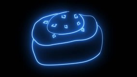 Animation of the typical Korean food Gyeran-ppang icon with a glowing neon effect