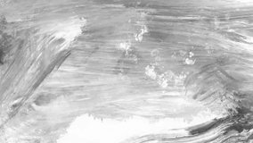 Abstract paint brush strokes animation video for background. Black and white painting textures are looping.
