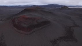 DRONE AERIAL FOOTAGE: Fjallabak craters in Iceland. Landmannalaugar Black Craters.