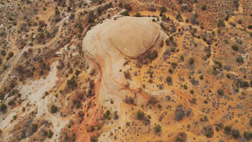 Beautiful landscape near Arches National Park in Moab with its yellow sandstones - aerial view