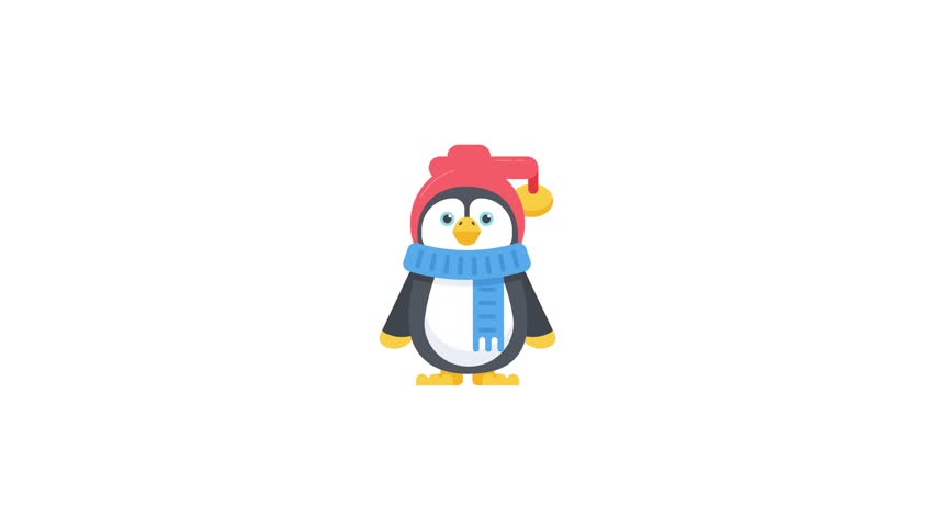 Here’s animated flat icon of a cute penguin 
